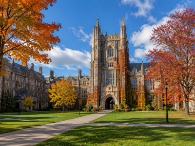 Autumn at the Gothic university courtyard