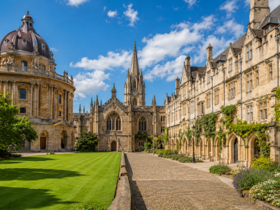 Historic courtyard with Gothic architecture
